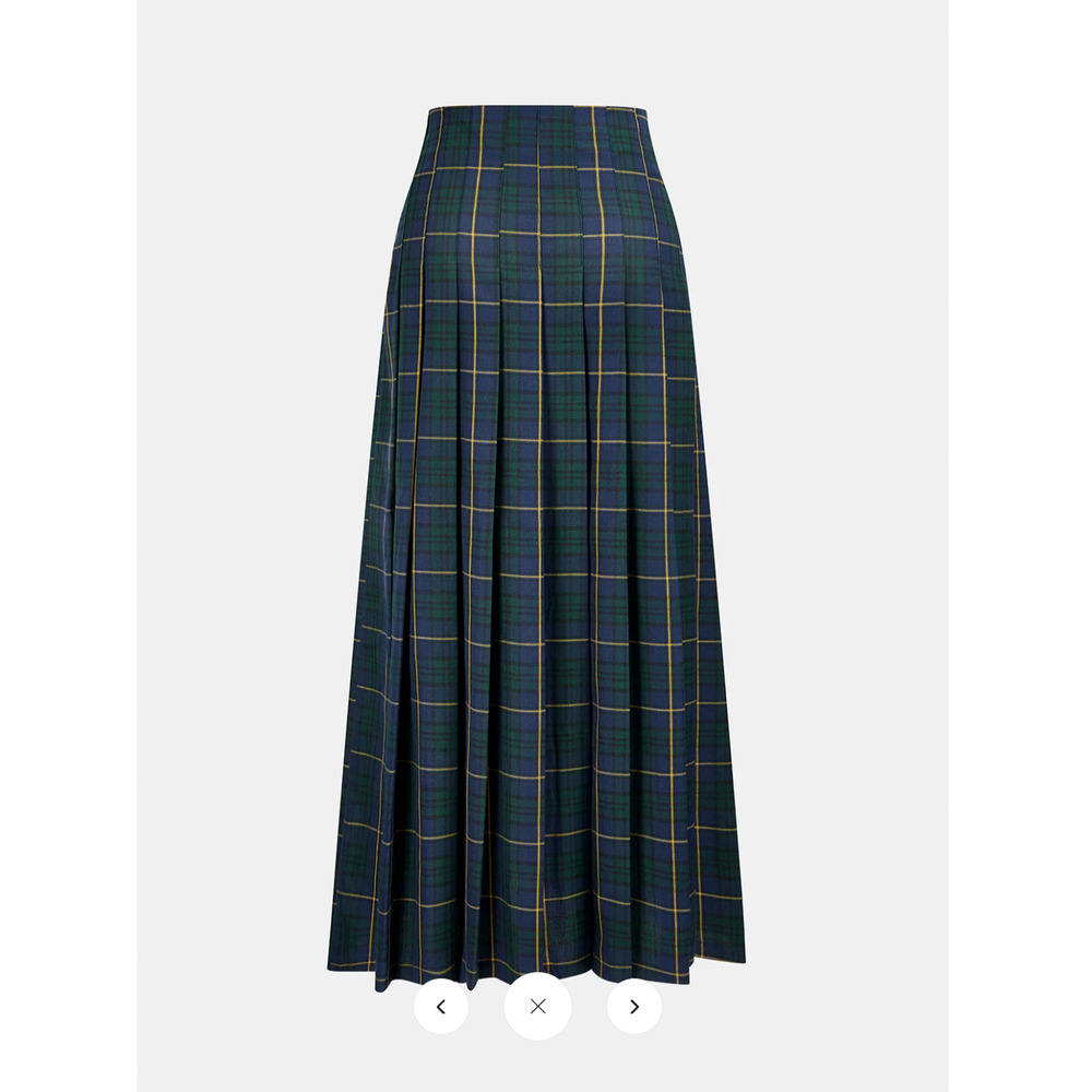 Copied - NWT Commense Pleated Plaid Buckle Maxi Skirt Sz M - Picture 2 of 4